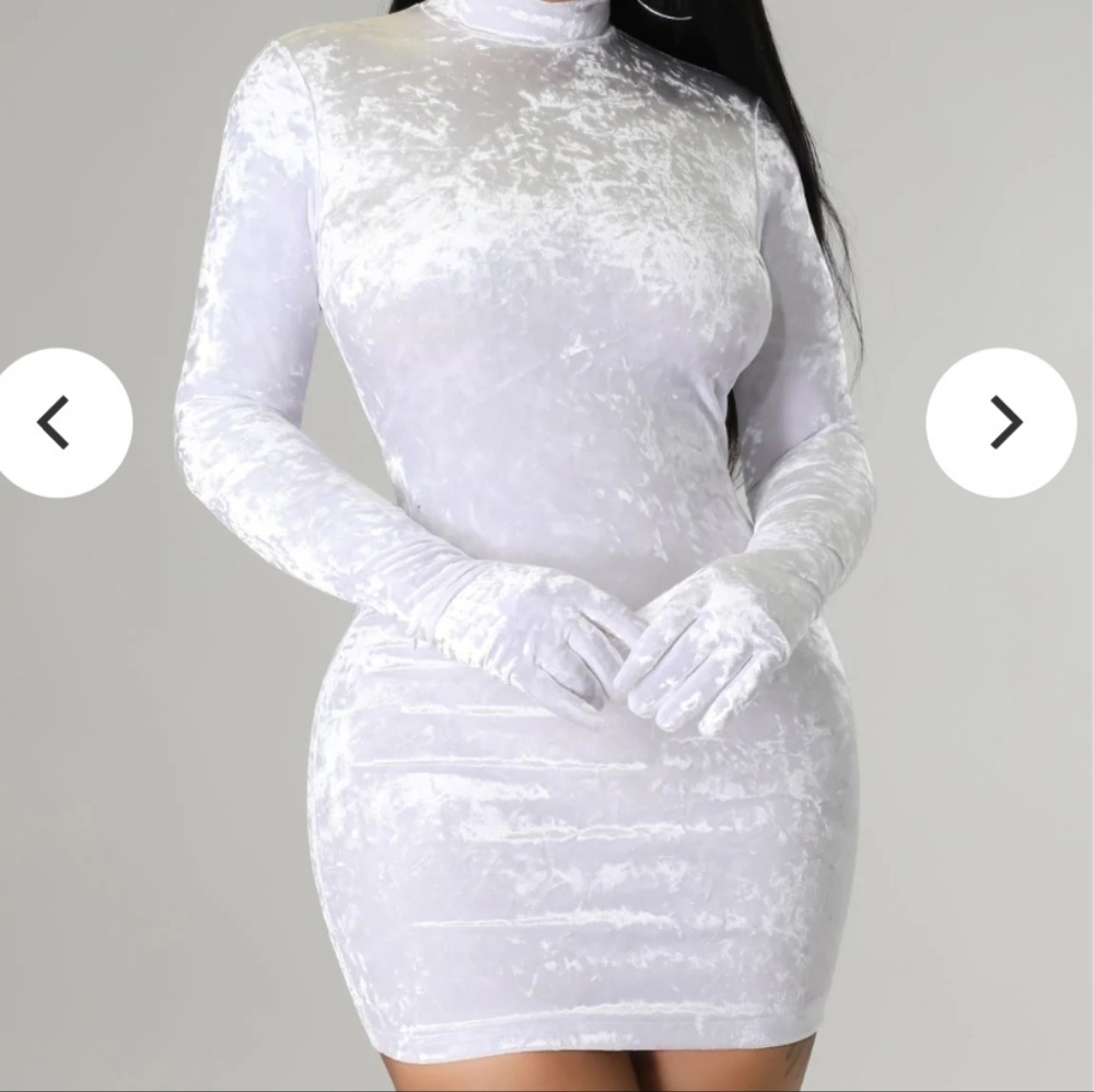 White velvet glove mini dress from Giti